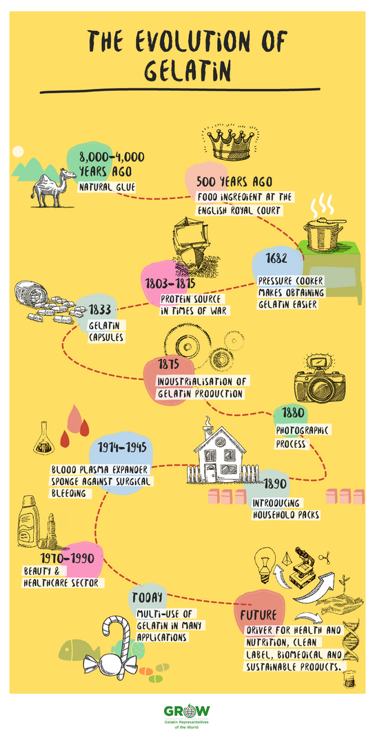 Infographic about the history of gelatin