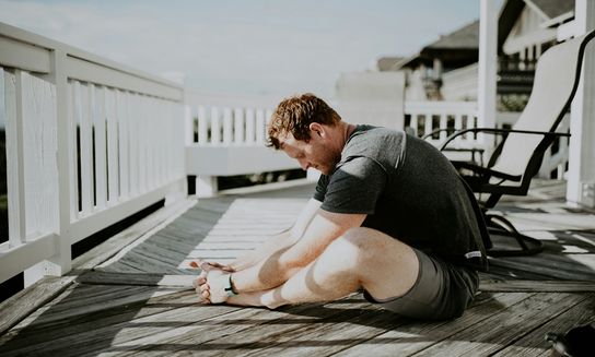 man stretching