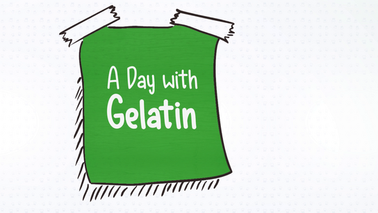 sticky note: a day with gelatin